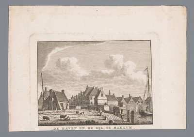 Haven en Zijl em Makkum O porto e o lado de Makkum (título no objeto) de Carel Frederik Bendorp (I)