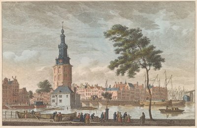Montelbaanstoren em Amsterdã, cerca de 1790 A Torre Mont-Albans em Amsterdã / Tour du Mont Alban à Amsterdam (título no objeto) de Carel Frederik Bendorp (I)