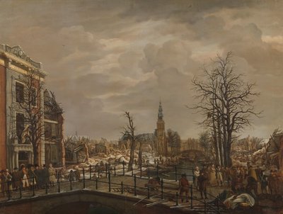 O Rapenburg em Leiden O Rapenburg, Leiden, três dias após a explosão de um navio de pólvora em 12 de janeiro de 1807 de Carel Lodewijk Hansen (signed by artist)