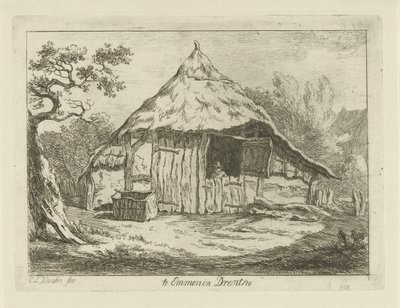Quinta com porta superior aberta Te Emmen em Drenthe (título no objeto) Paisagens (1-6) (título da série) de Carel Lodewijk Hansen