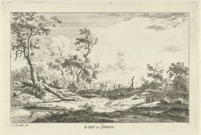 Caçador em uma paisagem Te Eext em Drenthe (título no objeto) Paisagens (A-F) (título da série) de Carel Lodewijk Hansen
