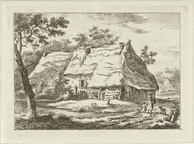 Mulher com criança em uma fazenda Paisagens (1-6) (título da série) de Carel Lodewijk Hansen
