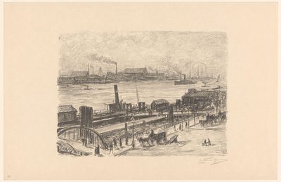 Vista do St. Pauli-Landungsbrücken em Hamburgo de Carel Nicolaas Storm van 
