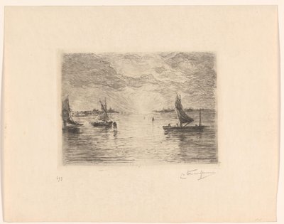 Lagoa ao pôr do sol de Carel Nicolaas Storm van 