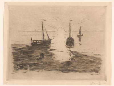Paisagem marítima com veleiros e pôr-do-sol
Pôr-do-sol (título sobre o objecto) de Carel Nicolaas Storm van 