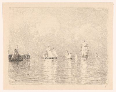 Veleiros na enseada de Cuxhaven de Carel Nicolaas Storm van 