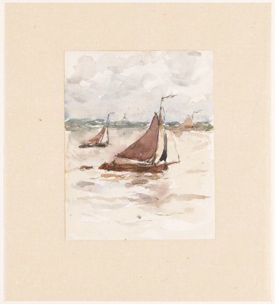 Navios de pesca à vela no Escalda de Carel Nicolaas Storm van 