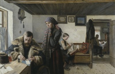 The Doctor Calls, c.1900 (óleo sobre tela) de Carl Aspelin