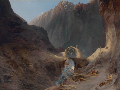Construção da Ponte do Diabo de Carl Blechen