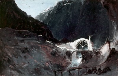Alemão: Bau der Teufelsbrücke Construção da Ponte do Diabo de Carl Blechen