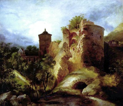 Alemão: Der gesprengte Turm des Heidelberger Schlosses A torre explodida do castelo de Heidelberg de Carl Blechen