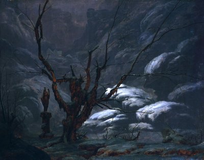 Desfiladeiro de montanha no inverno de Carl Blechen