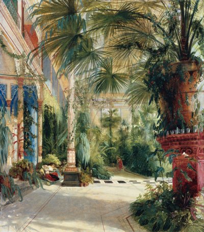 O interior da casa das palmeiras, 1832-1833 de Carl Blechen