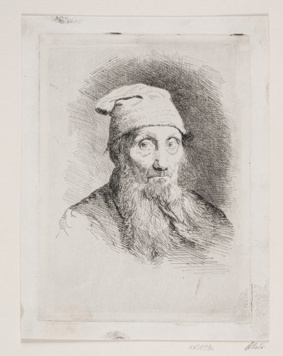 Um homem velho com um chapéu. Imagem do tórax de Carl Bloch
