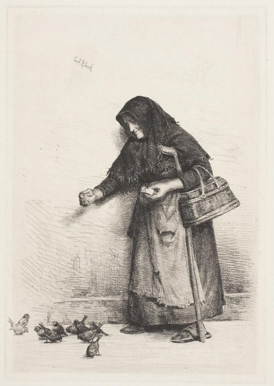 A mulher com os pardais de Carl Bloch