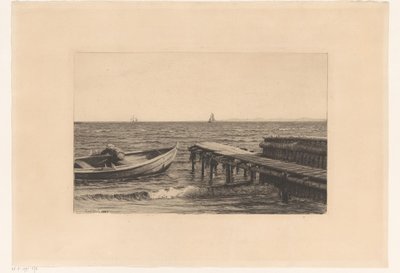 Barco a remos no molhe de Carl Bloch