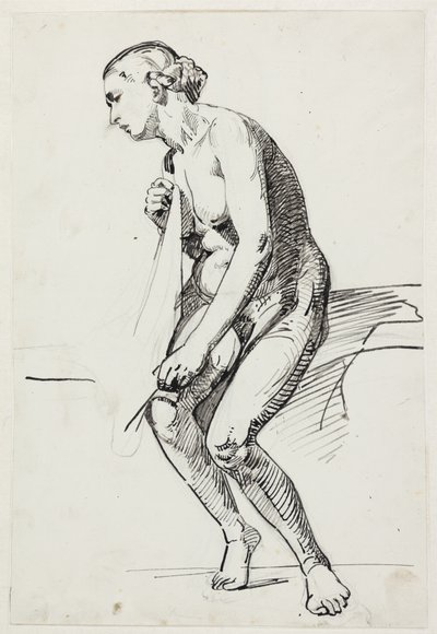 Estudos para a pintura do museu "Jairi datter" (kms835) de Carl Bloch