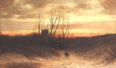 Uma paisagem arborizada à noite de Carl Bondel