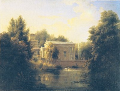 vista da casa de jardim do Charlottenhof (lado da água) de Carl Daniel Freydanck
