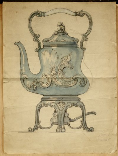 Uma chaleira e suporte de prata em forma, House of Carl Faberge de Carl Fabergé