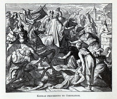 Konrad em processo de coroação, 1882 de Carl Ferdinand Obermann