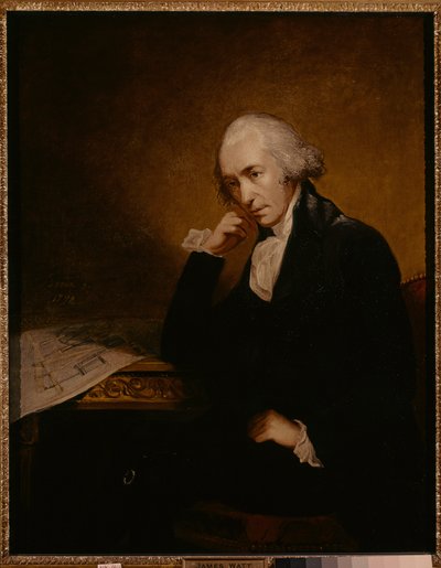 Retrato de James Watt, inventor, engenheiro mecânico e químico escocês de Carl Frederick von Breda