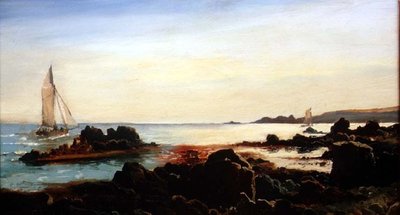 Paisagem Costeira com Barcos à Vela de Carl Frederik Sorensen