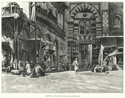 Entrada no Complexo de Qalawun, Cairo, Egito (litho) de Carl Friedrich Heinrich (after) Werner