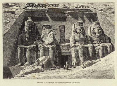 Egito - fachada do templo subterrâneo de Abu Simbel de Carl Friedrich Heinrich Werner