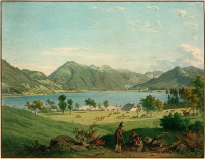 Lago Tegernsee, perto de Kaltenbrunn de Carl Friedrich Heinzmann