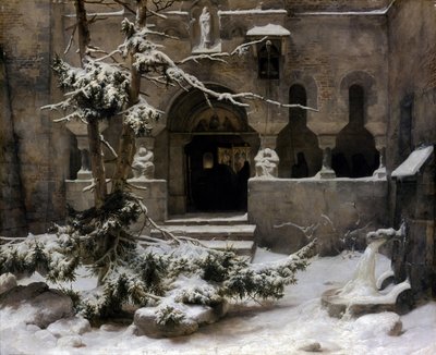 Jardim do mosteiro na neve de Carl Friedrich Lessing