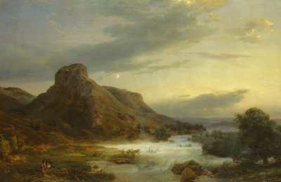 Montanhas em uma névoa da noite, 1856 de Carl Friedrich Lessing
