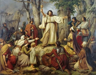 O Sermão Hussita, 1836. de Carl Friedrich Lessing