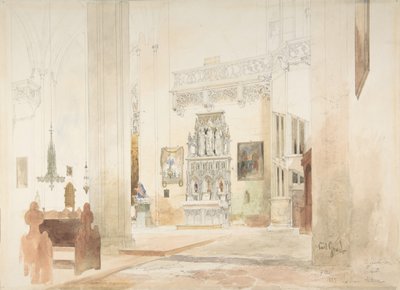 Interior da Igreja de São Severino em Erfurt, 1855. de Carl Georg Anton Graeb