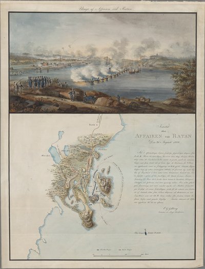 Vista e mapa do caso em Ratan, em 20 de agosto de 1809, 1809 de Carl Gustaf Gillberg
