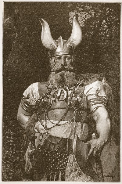 Um chefe Viking, ilustração de "A Igreja da Inglaterra: uma história para o povo" por HDM Spence-Jones, pub. c.1910 (foto sépia) de Carl Haag