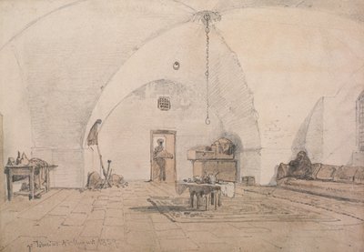 Um interior em Tiberíades, 1859 (lápis e lavar no papel) de Carl Haag