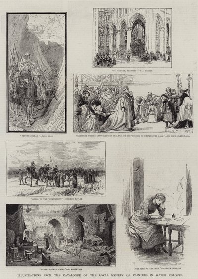 Ilustrações do Catálogo da Royal Society of Painters em aquarela de Carl Haag
