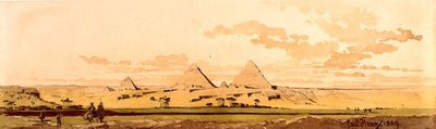 As Pirâmides de Gizé, 1859 (wc no papel) de Carl Haag