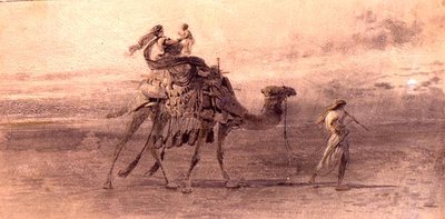Viajando no deserto (aguarela sobre papel) de Carl Haag