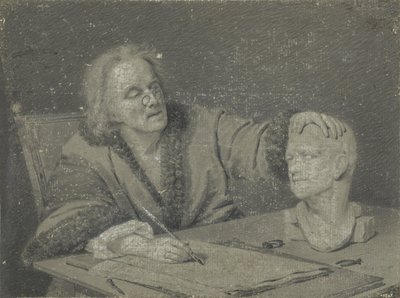 Desenhista a desenhar uma cabeça de gesso de Carl Heinrich Mylius