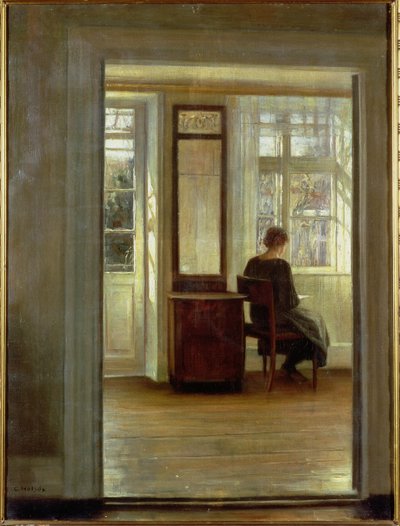 A Lady in an Interior (óleo sobre tela) de Carl Holsoe