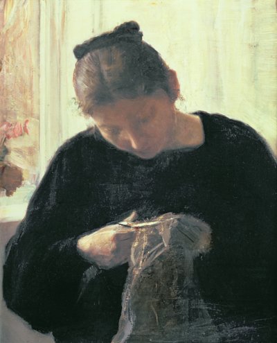 Uma mulher costura de Carl Holsoe