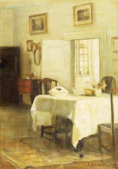 A sala de jantar (óleo sobre tela) de Carl Holsoe