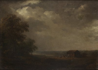 Paisagem com casas e gado de Carl Johan Fahlcrantz