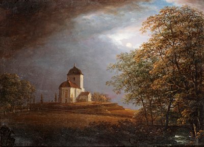 Vista da igreja de Andrarums de Carl Johan Fahlcrantz