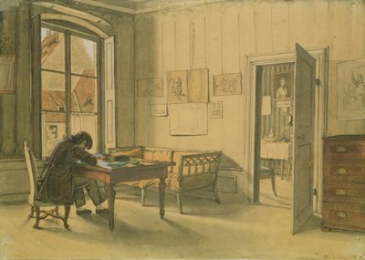 Erwin Speckter em sua casa em Munique (wc on paper) de Carl Julius Milde
