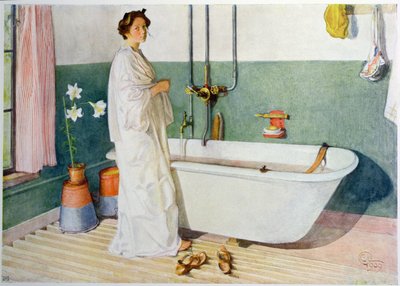 Cena do banheiro - Lisbeth, pub. em &39;Lasst Licht Hinin&39; (deixe entrar mais luz) 1909 de Carl Larsson