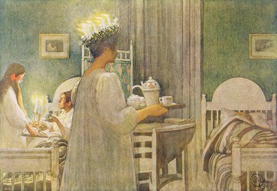 Manhã de Natal, pub. em &39;Lasst Licht Hinin&39; (&39;Deixe entrar mais luz&39;), 1908 de Carl Larsson