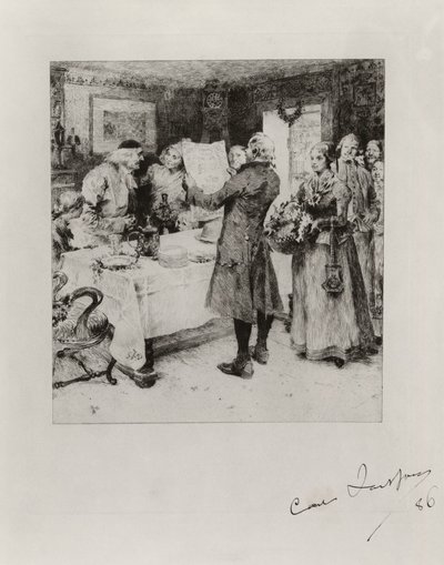 «A festa alegre». Ilustração para o poema de Anna Maria Lenngren. Estado I de Carl Larsson